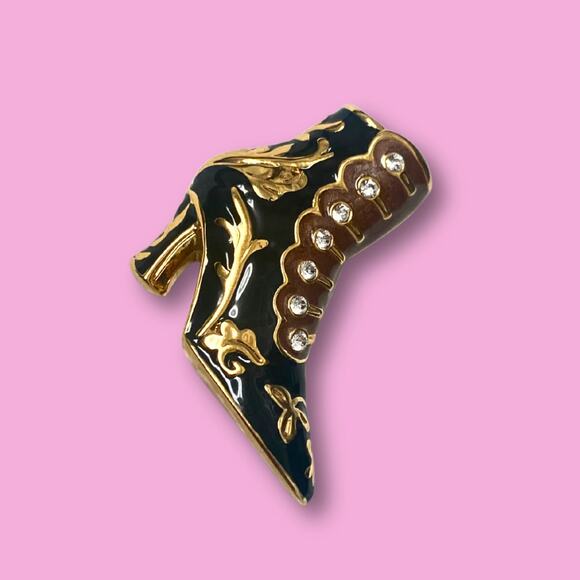 Kenneth Jay Lane Boot Shoe Brooch . Excellent Vintage Condition - Picture 4 of 6